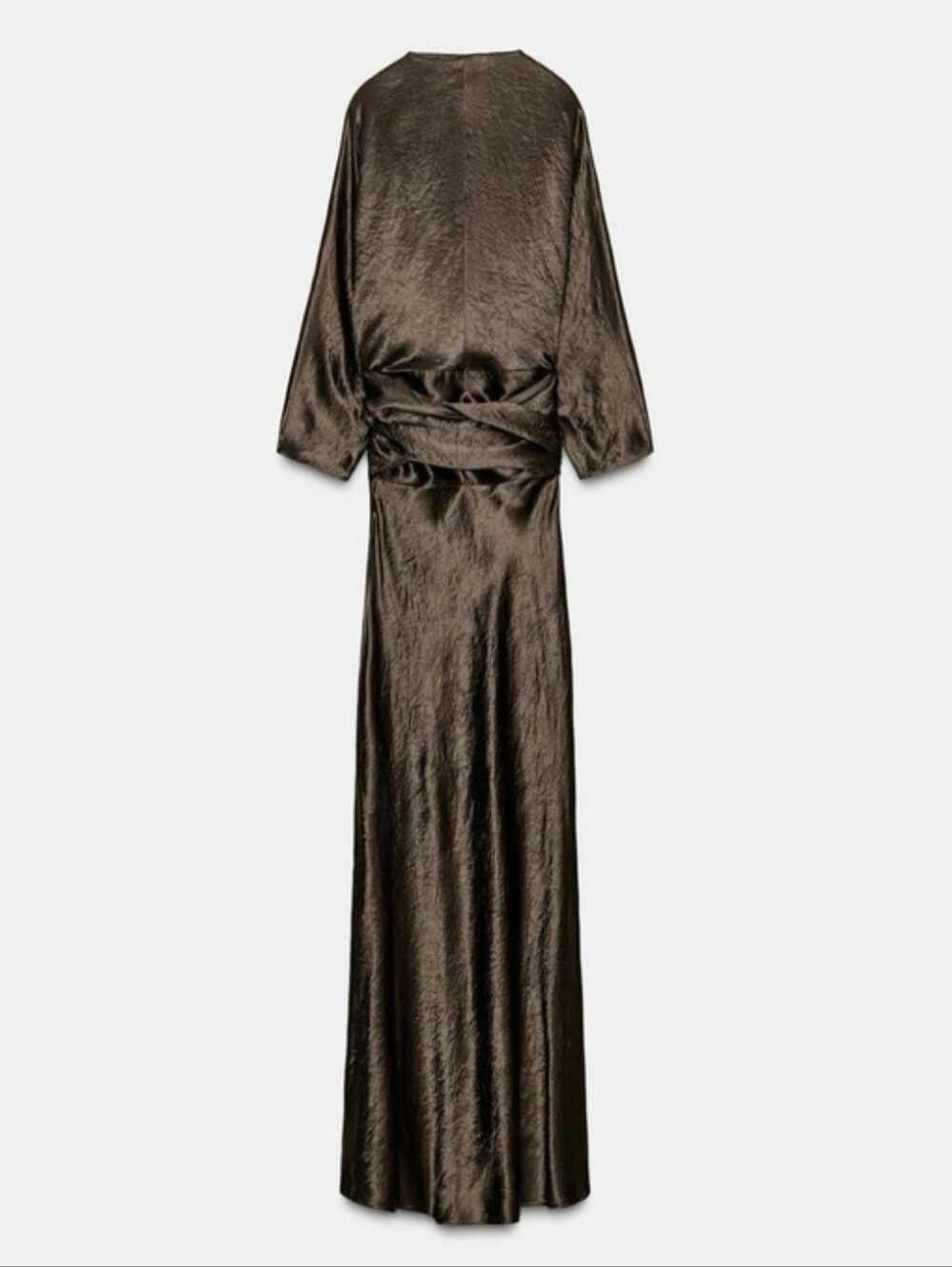 Zara NWT satin effect maxi dress brown Size L - Picture 13 of 15